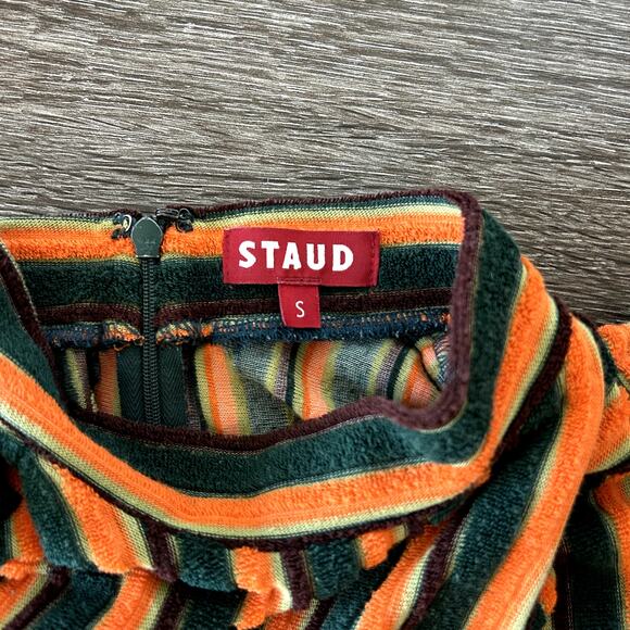 STAUD Striped Green and Tan Midi Dress - Picture 4 of 16